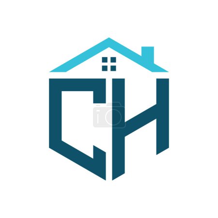 Modèle de conception de logo CH House. Lettre Logo CH pour l'immobilier, la construction ou toute autre activité liée à la maison