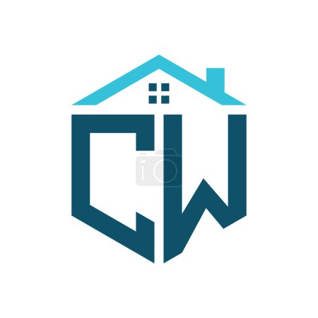 Modèle de conception de logo de maison CW. Lettre CW Logo pour l'immobilier, la construction ou toute autre activité liée à la maison