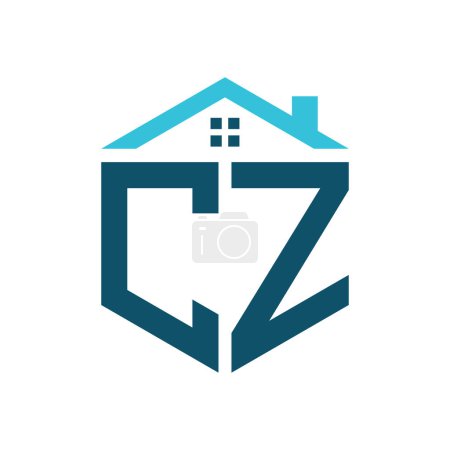 Plantilla de diseño de logotipo de CZ House. Letra CZ Logo para Bienes Raíces, Construcción o cualquier Casa