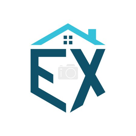 EX House Logo Design Template. Buchstabe EX Logo für Immobilien, Baugewerbe oder jedes damit verbundene Geschäft