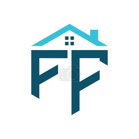 Plantilla de diseño de logotipo de FF House. Logo de carta FF para bienes raíces, construcción o cualquier casa