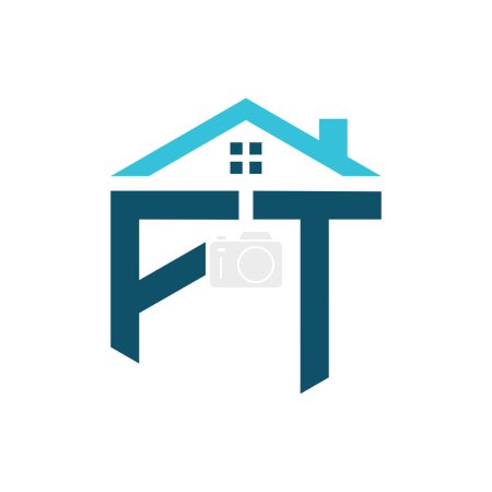 Téléchargez les illustrations : Modèle de conception de logo FT House. Lettre FT Logo pour l'immobilier, la construction ou toute autre activité liée à la maison - en licence libre de droit