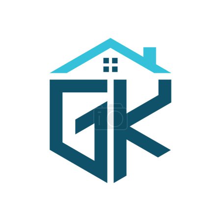 Modèle de conception de logo de maison GK. Lettre Logo GK pour l'immobilier, la construction ou toute autre activité liée à la maison