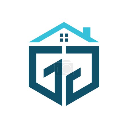 Plantilla de diseño de logotipo de GJ House. Letra logotipo de GJ para bienes raíces, construcción o cualquier casa