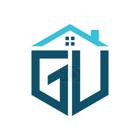 Plantilla de diseño de logotipo de GU House. Letra GU Logo para Bienes Raíces, Construcción o cualquier Casa