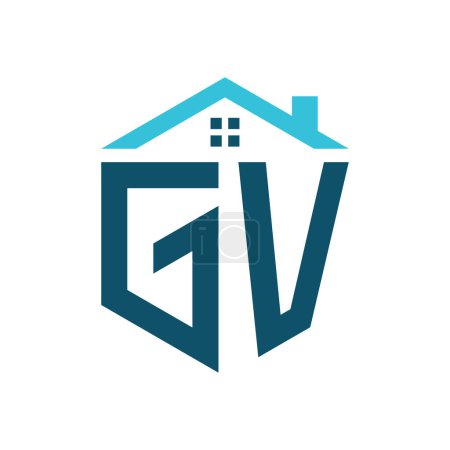 Modèle de conception de logo de maison GV. Lettre logo GV pour l'immobilier, la construction ou toute autre activité liée à la maison