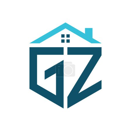 Plantilla de diseño de logotipo de GZ House. Letra logotipo de GZ para bienes raíces, construcción o cualquier casa
