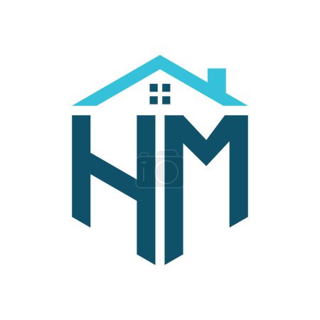 Plantilla de diseño de logotipo de HM House. Letra HM Logo para Bienes Raíces, Construcción o cualquier Casa