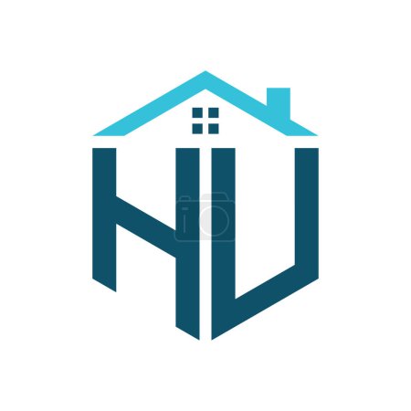 HU House Logo Design Template. Letter HU Logo for Real Estate, Construction or any House Related Business