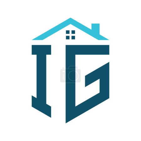 Plantilla de diseño de logotipo de IG House. Letra IG Logo para Bienes Raíces, Construcción o cualquier Casa