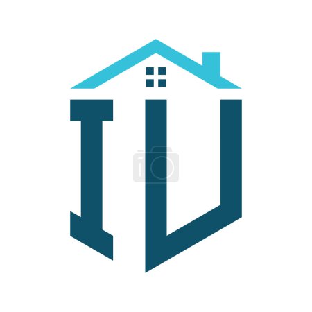 Modèle de conception de logo de maison IU. Lettre IU Logo pour l'immobilier, la construction ou toute autre activité liée à la maison
