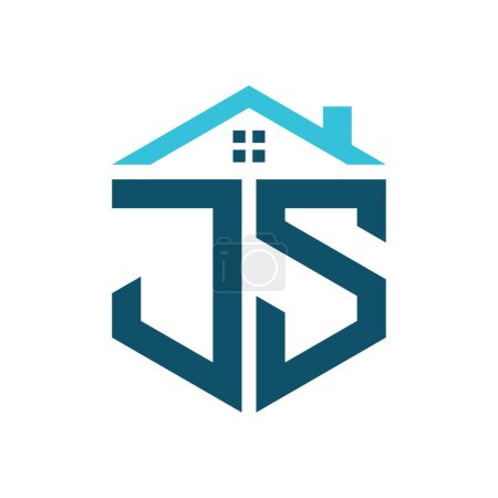 Modèle de conception de logo de maison JS. Lettre JS Logo pour l'immobilier, la construction ou toute autre activité liée à la maison