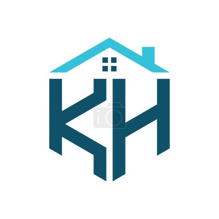 Modèle de conception de logo de maison KH. Lettre KH Logo pour l'immobilier, la construction ou toute autre activité liée à la maison