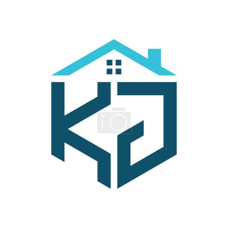 Plantilla de diseño de logotipo de KJ House. Letra Logotipo de KJ para Bienes Raíces, Construcción o cualquier Casa