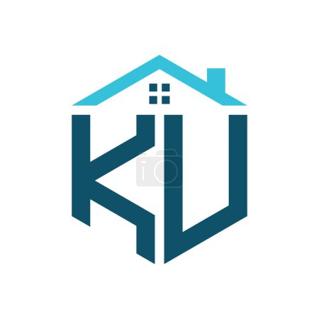 Modèle de conception de logo de maison KU. Lettre KU Logo pour l'immobilier, la construction ou toute autre activité liée à la maison