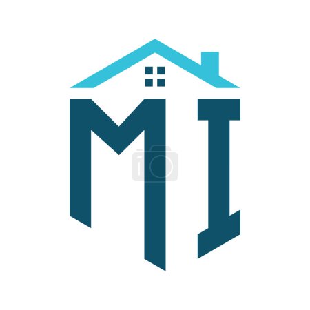 Modèle de conception de logo de maison MI. Lettre MI Logo pour l'immobilier, la construction ou toute autre activité liée à la maison