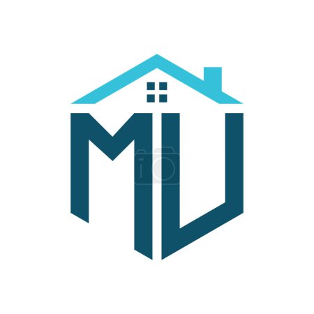 Modèle de conception de logo de maison MU. Lettre MU Logo pour l'immobilier, la construction ou toute autre activité liée à la maison