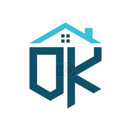 Modèle de conception de logo de maison OK. Lettre OK Logo pour l'immobilier, la construction ou toute autre activité liée à la maison
