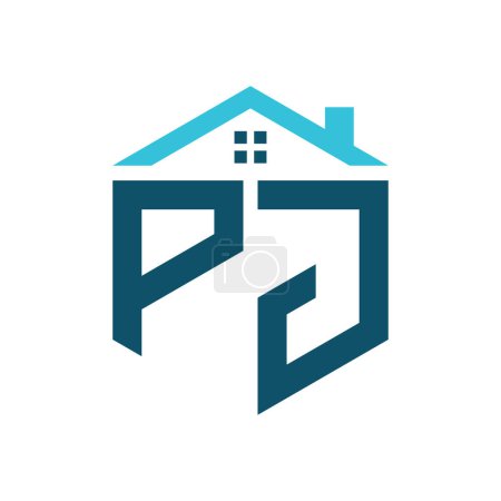 Plantilla de diseño de logotipo de PJ House. Letra PJ Logo para Bienes Raíces, Construcción o cualquier Casa