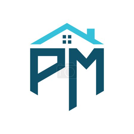 Modèle de conception de logo de maison PM. Lettre Logo PM pour l'immobilier, la construction ou toute autre activité liée à la maison