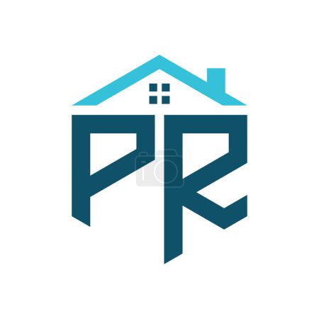 PR House Logo Design Template. Brief-PR-Logo für Immobilien, Bauwesen oder alle damit verbundenen Geschäfte