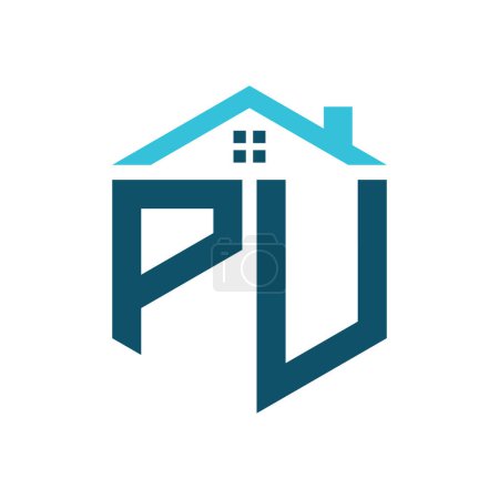 Modèle de conception de logo de maison PU. Lettre PU Logo pour l'immobilier, la construction ou toute autre activité liée à la maison