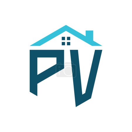 PV House Logo Design Template. Letter PV Logo for Real Estate, Construction or any House Related Business
