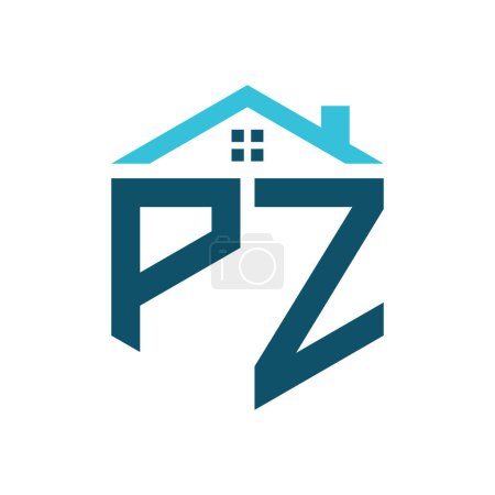 PZ House Logo Design Template. Letter PZ Logo for Real Estate, Construction or any House Related Business