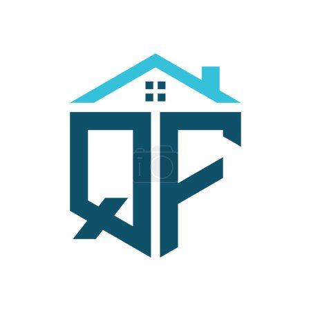Modèle de conception de logo de maison QF. Lettre logo QF pour l'immobilier, la construction ou toute autre activité liée à la maison
