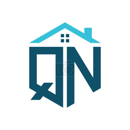 Modèle de conception de logo de maison QN. Lettre logo QN pour l'immobilier, la construction ou toute autre activité liée à la maison