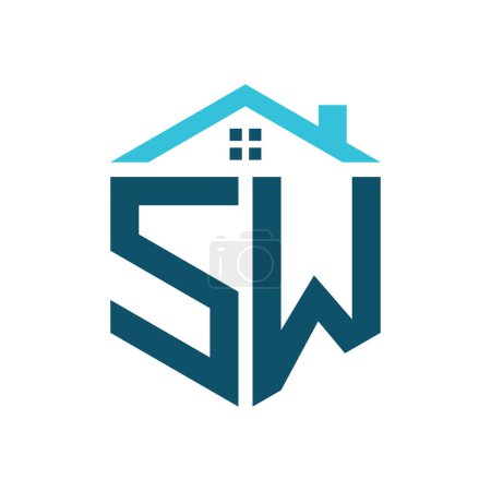Modèle de conception de logo de maison SW. Lettre SW Logo pour l'immobilier, la construction ou toute autre activité liée à la maison
