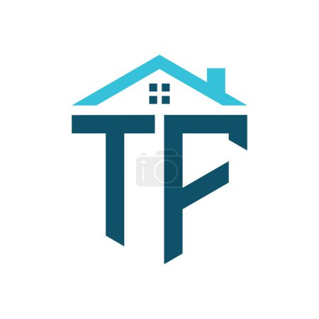 Téléchargez les illustrations : Modèle de conception de logo de maison de TF. Lettre Logo TF pour l'immobilier, la construction ou toute autre activité liée à la maison - en licence libre de droit