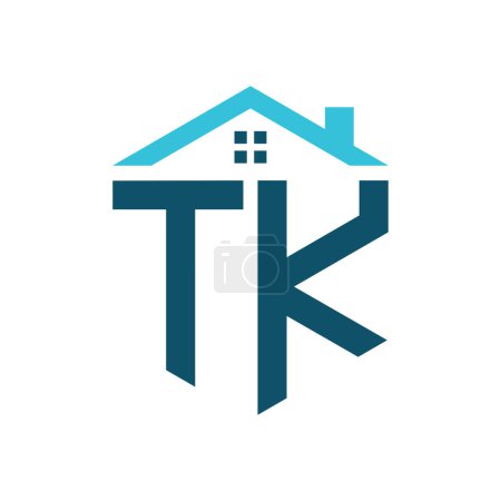 TK House Logo Design Template. Letter TK Logo for Real Estate, Construction or any House Related Business