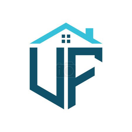 UF House Logo Design Template. Buchstabe UF-Logo für Immobilien, Baugewerbe oder jedes damit verbundene Geschäft