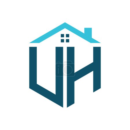 Modèle de conception de logo de maison UH. Lettre UH Logo pour l'immobilier, la construction ou toute autre activité liée à la maison