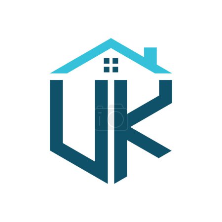 UK House Logo Design Template. Lettre UK Logo pour l'immobilier, la construction ou toute autre activité liée à la maison