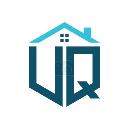Modèle de conception de logo de maison UQ. Lettre UQ Logo pour l'immobilier, la construction ou toute autre activité liée à la maison