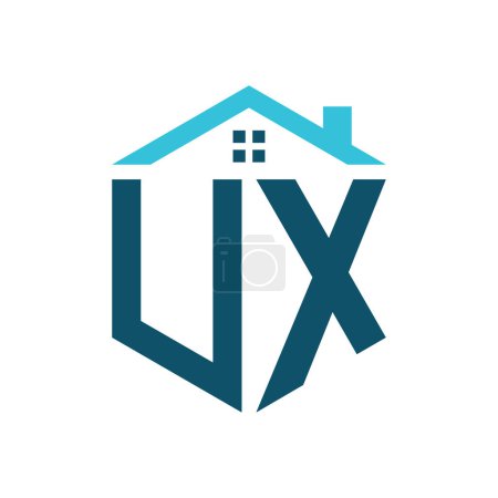 UX House Logo Design Template. Buchstabe UX Logo für Immobilien, Baugewerbe oder jedes damit verbundene Geschäft