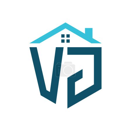 Modèle de conception de logo de maison VJ. Lettre VJ Logo pour l'immobilier, la construction ou toute autre activité liée à la maison