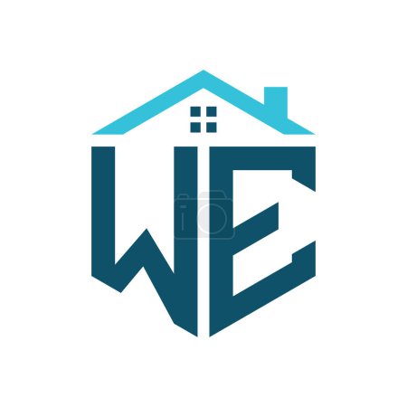 Plantilla de diseño de logotipo WE House. Logotipo de carta WE para bienes raíces, construcción o cualquier casa