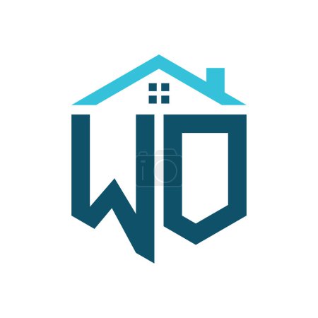 Modèle de conception de logo WO House. Lettre Logo de l'adj pour l'immobilier, la construction ou toute autre activité liée à la maison