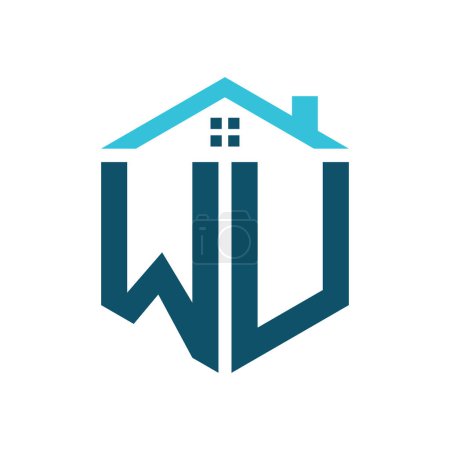 Modèle de conception de logo de maison WU. Lettre logo WU pour l'immobilier, la construction ou toute autre activité liée à la maison