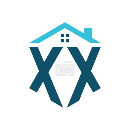 Téléchargez les illustrations : XX modèle de conception de logo de maison. Lettre XX Logo pour l'immobilier, la construction ou toute autre activité liée à la maison - en licence libre de droit