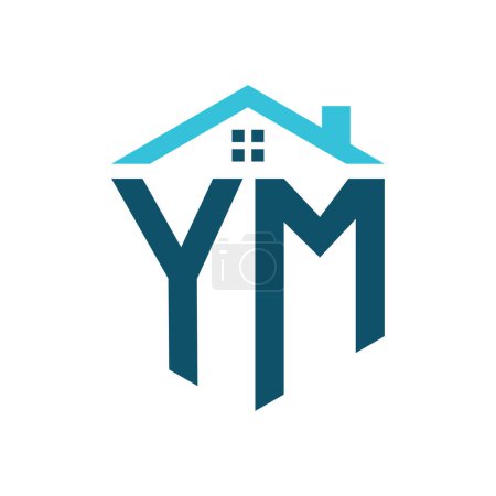Téléchargez les illustrations : Modèle de conception de logo de maison YM. Lettre Logo YM pour l'immobilier, la construction ou toute autre activité liée à la maison - en licence libre de droit