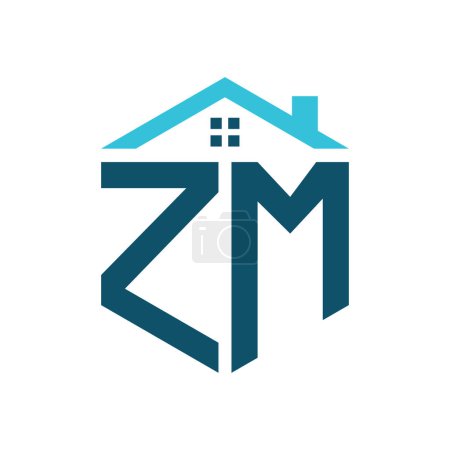 Modèle de conception de logo de maison ZM. Lettre Logo ZM pour l'immobilier, la construction ou toute autre activité liée à la maison