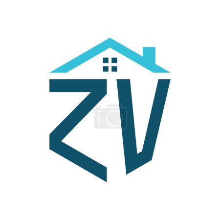 Téléchargez les illustrations : Modèle de conception de logo de maison ZV. Lettre ZV Logo pour l'immobilier, la construction ou toute autre activité liée à la maison - en licence libre de droit