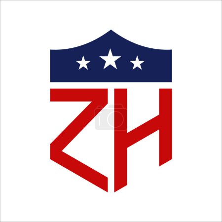 Patriotic ZH Logo Design. Letter ZH Patriotic American Logo Design for Political Campaign and any USA Event.