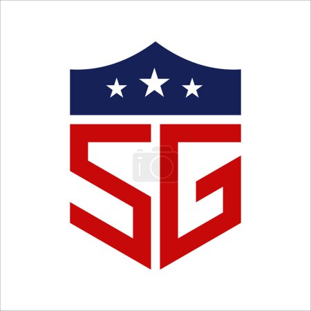 Conception patriotique du logo SG. Lettre SG Patriotic American Logo Design for Political Campaign and any USA Event.