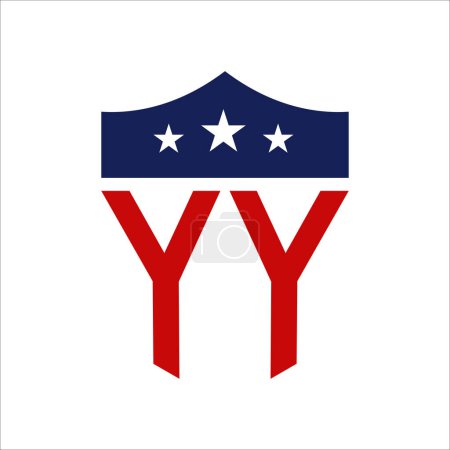 Diseño patriótico del logotipo de YY. Carta YY Patriotic American Logo Design para la Campaña Política y cualquier Evento de EE.UU..