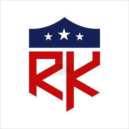 Patriotic RK Logo Design. Letter RK Patriotic American Logo Design for Political Campaign and any USA Event.